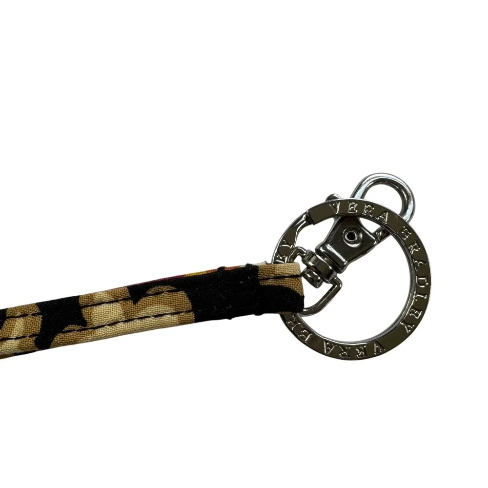 Vera Bradley Suzani Lanyard Keyring Lobster Clasp Retired Print Black Tan Floral